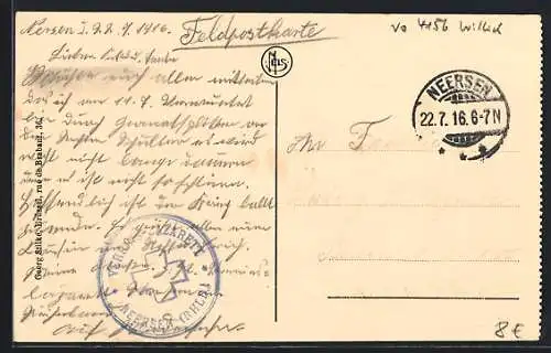 AK Lazarettstempel Neersen /Rhld., Vereins-Lazarett