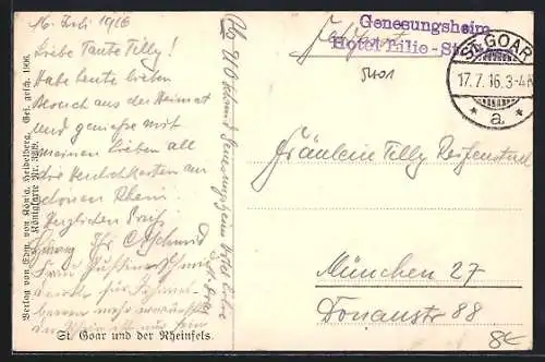 AK Lazarettstempel St. Goar, Genesungsheim Hotel Lilie