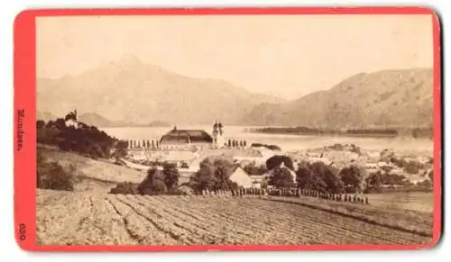 Fotografie Baldi & Würthle, Salzburg, Ansicht Mondsee, Ortsansicht gegen die Berge