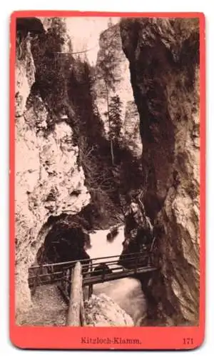 Fotografie Würthle & Spinnhirn, Salzburg, Ansicht Kitzloch-Klamm, Kleine Brücke in der Schlucht