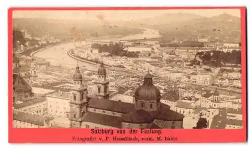 Fotografie F. Hesselbach, Ort unbekannt, Ansicht Salzburg, Panoramablick von der Festung aus