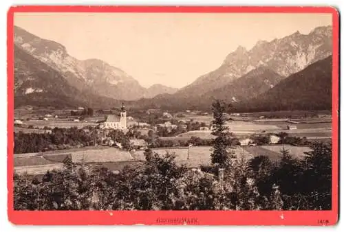 Fotografie Würthle & Spinnhirn, Salzburg, Ansicht Grossgmain, Panoramablick mit der Kirche gegen die Berge, 1891