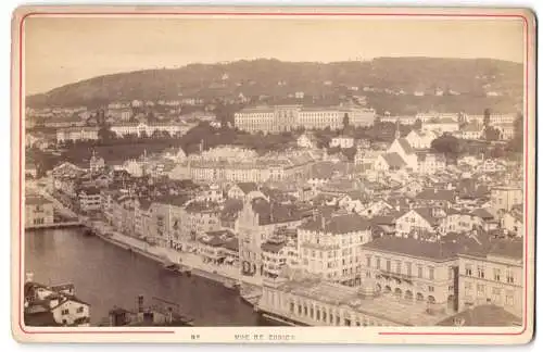 Fotografie A. Garcin, Genève, Ansicht Zürich, Ortsansicht am Fluss aus der Vogelschau