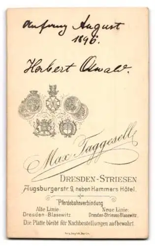 Fotografie Max Taggesell, Dresden-Striesen, Augsburgerstrasse 9, Herbert Oswald als kleiner Junge im Matrosenanzug