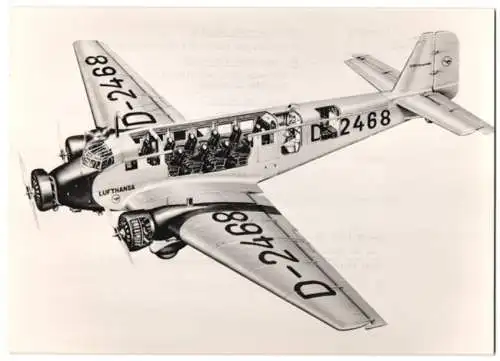 Fotografie Lufthansa, Flugzeug Junkers Ju 52 /3m zum 60 Jährigen Jubiläum