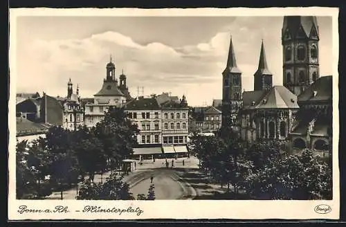 AK Bonn a. Rh., Münsterpatz mit Kirche