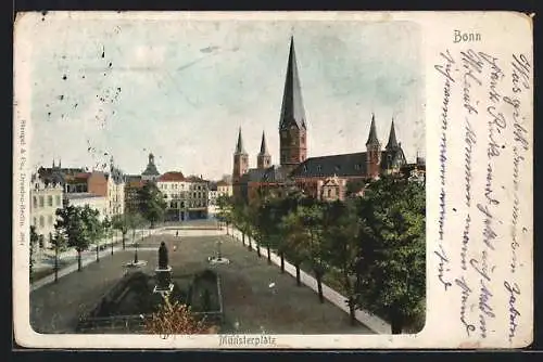 AK Bonn, Münsterplatz mit Kirche