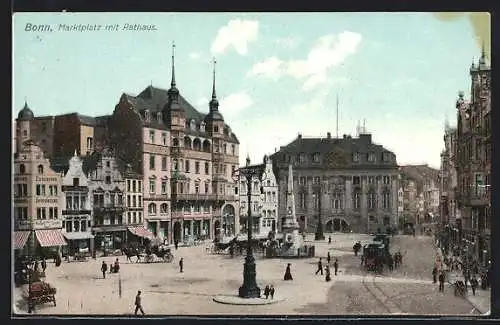 AK Bonn, Marktplatz mit Rathaus