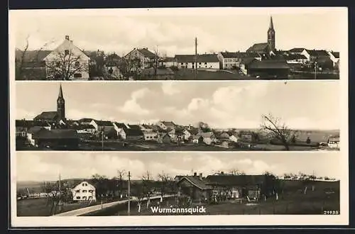 AK Wurmannsquick, Gesamtansicht, Panorama mit Landstrasse