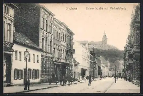 AK Siegburg, Kaiser-Strasse mit Michaelsberg