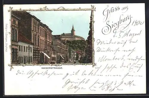 AK Siegburg, Kaiserstrasse mit Michaelsberg