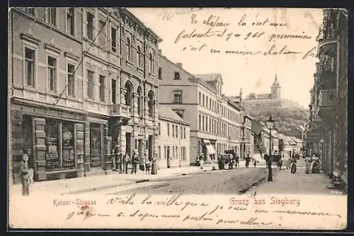 AK Siegburg, Kaiserstrasse mit Michaelsberg-Blick