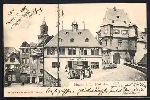 AK Idstein i. T., Marktplatz mit Rathaus