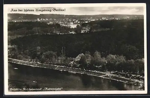 AK Berlin-Kohlhasenbrück, Gasthaus Rudererheim aus der Vogelschau