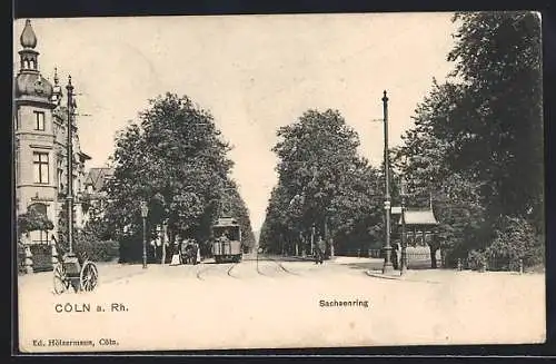 AK Köln-Neustadt, Strasse Sachsenring mit Strassenbahn