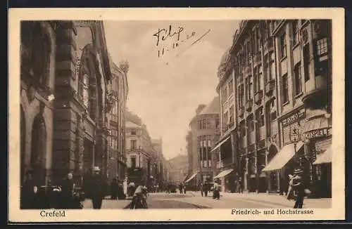 AK Crefeld, Friedrich- und Hochstrasse mit Kino