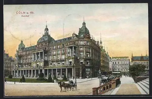 AK Köln, Abendstimmung am Hotel Dom-Hof