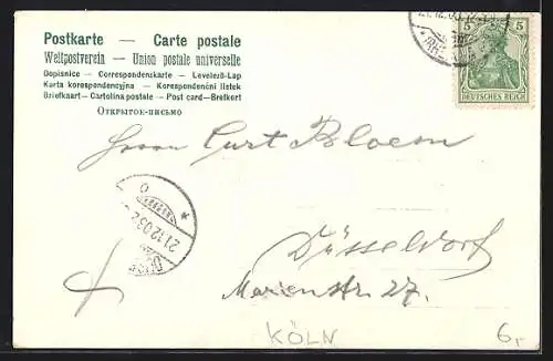 AK Köln a. Rh., Justizgebäude mit Kirche