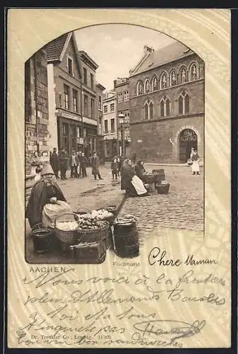 AK Aachen, Fischmarkt mit Händlern