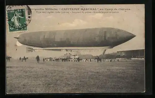 AK Le Dirigeable Militaire Capitaine Marchal au Camp de Chalons, Zeppelin