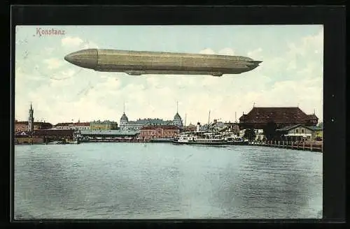 AK Konstanz, Zeppelin über dem Hafen