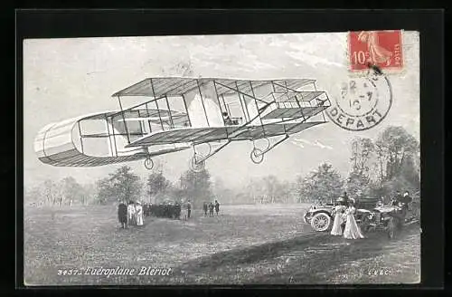 AK Doppeldecker-Flugzeug des Flugpioniers Blériot