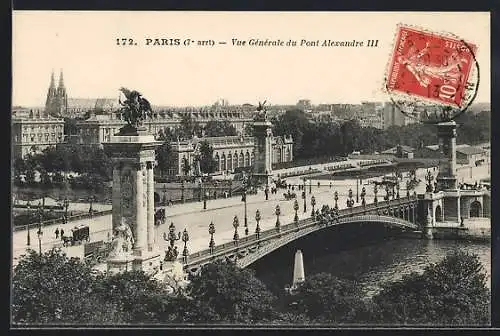 AK Paris, Vue Générale du Pont Alexandre III