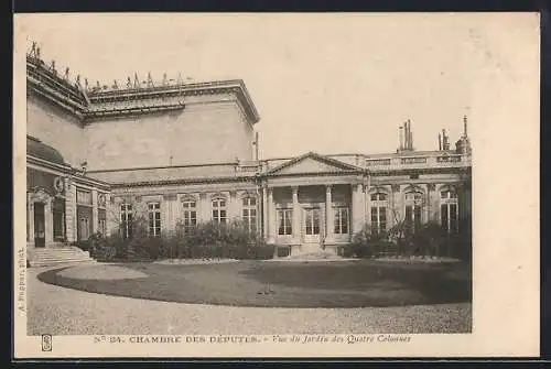 AK Paris, Chambre des Députés, Vud du Jardin des Quatre Colonnes