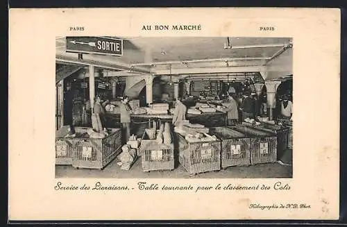 AK Paris, Au Bon Marché, Service des Livraisons, Table tournante pour le classement des Colis