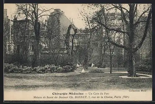 AK Paris, Chirurgie Médecine, Un Coin du Parc, Maison de Santé du Docteur Ch. Bonnet