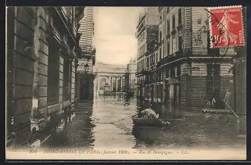 AK Paris, Inondations 1910, Rue de Bourgogne, Hochwasser