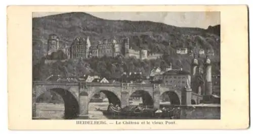 Mini-AK Heidelberg / Neckar, Le Château et le vieux Pont