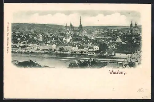 AK Würzburg, Stadtansicht von oben aus gesehen um 1900