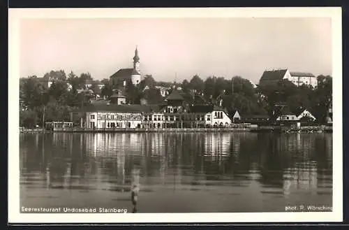 AK Starnberg, Seerestaurant Undosabad mit Uferpartie