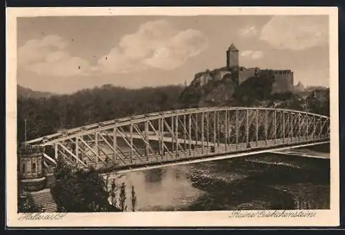 AK Halle a. S., Ruine Giebichenstein mit Brücke