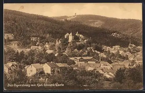 AK Bad Elgersburg, Ortsansicht mit Karl Eduard-Warte