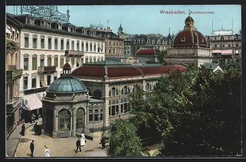 AK Wiesbaden, Blick zum Kochbrunnen