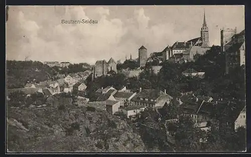 AK Bautzen-Seidau, Ortsansicht mit Kirche