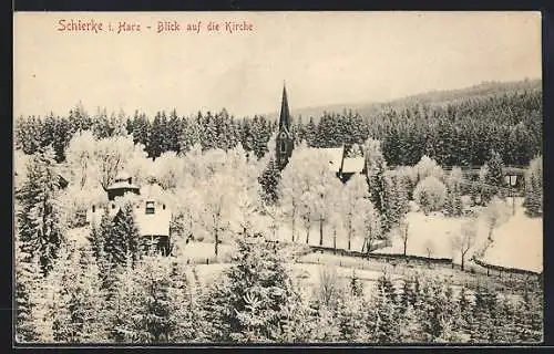 AK Schierke i. Harz, Blick auf die Kirche im Winter