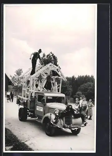 Foto-AK Kniebis, Fest-LKW des Zimmergeschäfts Ernst Gaiser