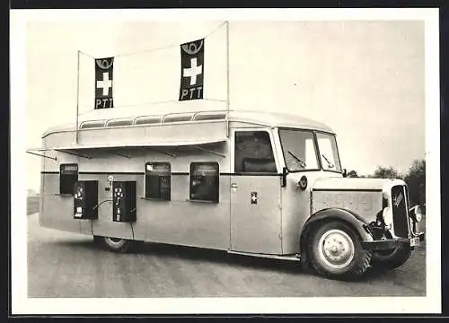 AK Postbus Saurer, Fahrbares Automobil-Postbureau auf Saurer-Chassis