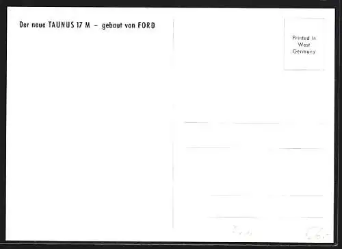 AK Auto Ford Taunus 17 M, elegante Dame steigt zu