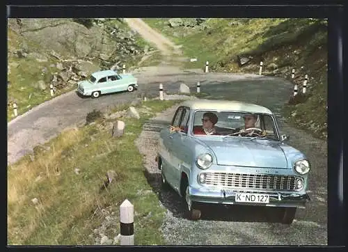 AK Auto Ford Taunus auf einer Serpentinenstrasse