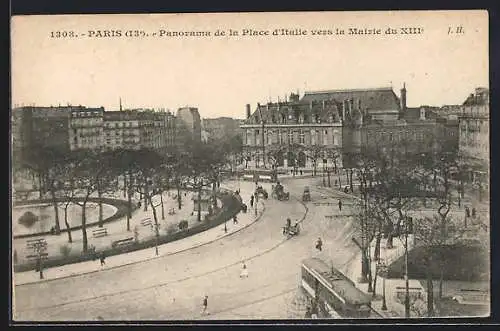 AK Paris, Panorama de la Place d`Italie vers la Mairie