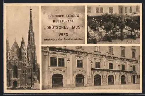 AK Wien, Restaurant Deutsches Haus, rückwärts der Stephanskirche