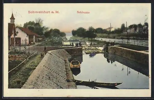 AK Schweinfurt a. M., Partie an der Schleuse