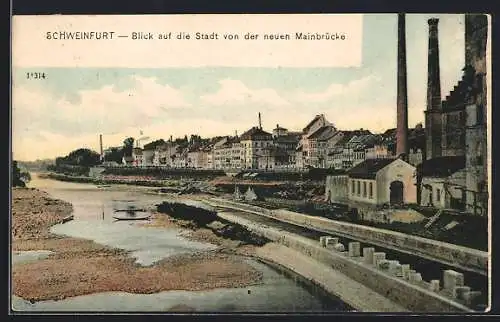 AK Schweinfurt, Blick auf die Stadt von der neuen Mainbrücke