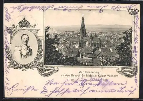 AK Freiburg i. B., Kaiser Wilhelm II., das Münster