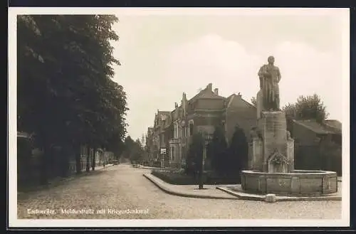 AK Eschweiler, Moltkestrasse mit Kriegerdenkmal