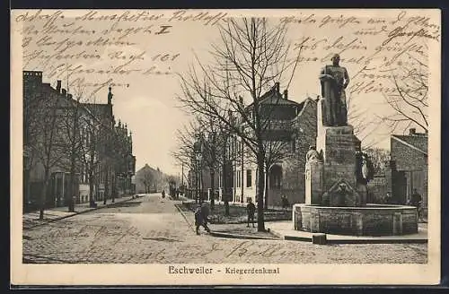 AK Eschweiler, Blick zum Kriegerdenkmal